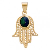 Filigree Azurite Hamsa Pendant